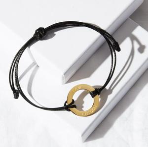 Sapphire-Bracelet en corde de cire, bijou avec anneau circulaire ajustable, personnalisé, à la mode - Product Image 1