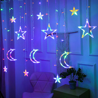 Guirlande lumineuse LED PVC étoile et lune pour la décoration de l'Aïd Moubarak 2026, idéale pour la maison, les événements islamiques et les fêtes musulmanes