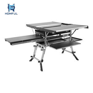 HOMFUL Cucina da Campeggio Pieghevole per 5-8 Persone, Cucina Mobile per Esterni, Tavolo da Campeggio con Fornello - Product Image 1