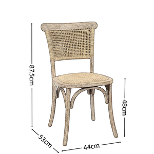 Silla Bistro Apilable de <span class=keywords><strong>Roble</strong></span> con Respaldo Tejido, Sillas de Comedor Cómodas de Diseño Rústico Francés para Sala de Estar <span class=keywords><strong>y</strong></span> Hotel - Product Image 2