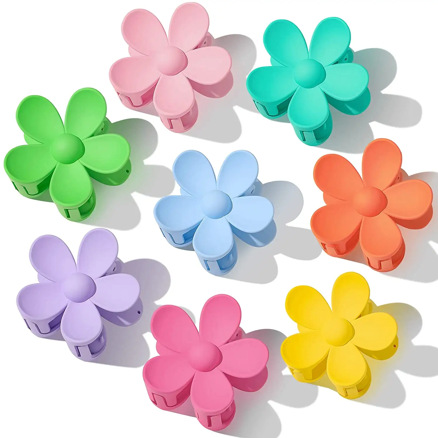 Sweet colorful flower shaped jaw clip solid color plastic ponytail young girls hair claw cute pretty custom design hair grippers