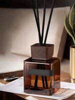 50ml/100ml/150ml couvercle en bois sans feu carré décoration de la maison voiture hôtel roseau bouteille d'aromathérapie