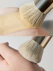Ensemble de pinceaux de maquillage en aluminium rose doré tendance 2026 avec pinceaux éventail et plats, poils doux vegan, pinceau kabuki, logo privé - Product Image 6