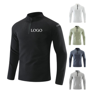 Personnalisé séchage rapide course à pied col rond à manches longues T-Shirt de sport Gym Fitness demi-1/4 quart fermeture éclair haute qualité pull chemise - Product Image 1
