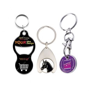Porte-clés décapsuleur pour chariot de courses, avec jeton de libération pour marché européen, impression CMYK, revêtement époxy, compatible Loonie, Quarter et USD du Royaume-Uni - Product Image 2
