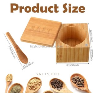 Bamboo Salt Box With Spoon Magnetic Lid Airtight Kitchen Storage <b>Spice</b> <b>Jar</b> M Size - Product Image 4