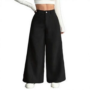 Pantalon large en velours côtelé taille haute décontracté et polyvalent, style vintage, nouvelle collection automne, transfrontalier Europe-Amérique - Product Image 3