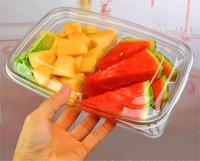 Boîte en plastique PET rectangulaire jetable écologique pour sauces, plateaux de fête, fruits frais, sandwichs, sucre