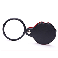 Loupe de poche pliable 8x50mm en cuir avec lentille en verre noire pour la lecture, les bijoux, la science et l'étude des pièces de monnaie