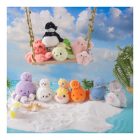 Porte-clés en peluche magnétique Maman et Bébé, pendentif de sac à dos animal marin, mini peluche pieuvre, tortue pour anniversaire d'enfants