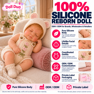 Muñeca Reborn de Silicona de Cuerpo Completo de 18 Pulgadas, Modelo Doll Duo Personalizada, con Overol Tejido Beige, Regalo Navideño Personalizado para Niños - Product Image 1
