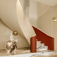 Escalier en spirale moderne en structure acier pour villa, usage intérieur, marches antidérapantes, garde-corps en acier, sûr et durable