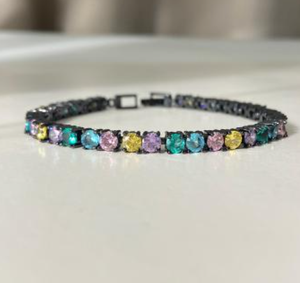 Pulsera de tenis de circonita cúbica redonda multicolor de 4 mm, chapada en oro, con circonita arcoíris, cadena de mano para uso diario, joyería al por mayor, ¡la más vendida! - Product Image 4