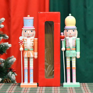 Hot Sale 38cm 15Inch Macaron Color Natural Wooden Nutcracker for Gift <b>Ornament</b> - Product Image 2