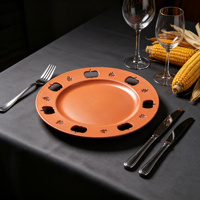 Assiette de Présentation Orange Luxe et Élégante en Plastique Durable Non Toxique de 33 cm avec Découpes Citrouille pour Usage Domestique, Mariages, Halloween et Récolte
