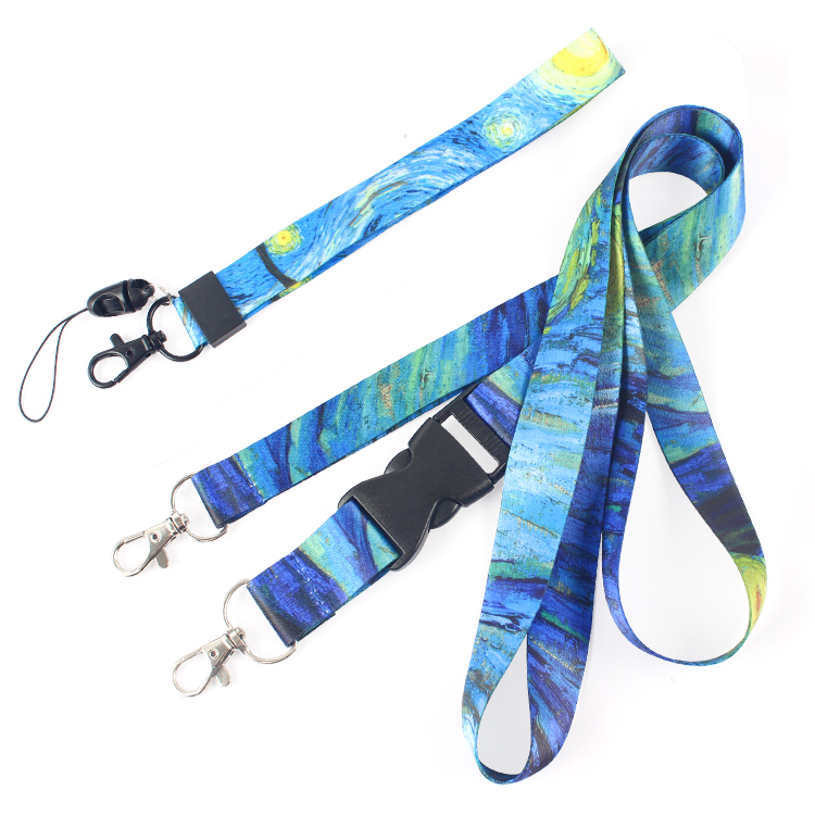 Woven Mobile Satin Promotional Phone Strap Pvc Polyester Lanyard with logo Custom Keychain with Id Card Badge Holder Image 3