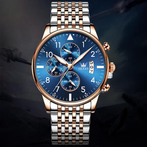 Reloj de Pulsera de Cuarzo Multifuncional con Cronógrafo, Diseño Clásico de Lujo 2869, Dorado, con Logotipo Personalizado OEM, para Hombre - Product Image 1