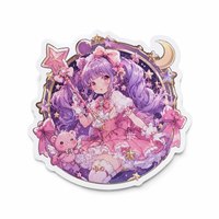 Autocollants PVC personnalisés Anime Magic Girl, couleurs vives, résistants aux UV, découpés, Kawaii Manga, mignons, imperméables, en vinyle, pour merchandising de dessins animés