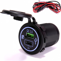 Prise de chargeur de voiture USB Type-C QC3.0, adaptateur double port USB, prise de courant rapide 12V/24V DC PD pour camping-car, bateau, camion