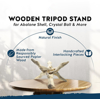 Trépied en bois naturel sculpté à la main, 3 pieds, support Cobra, parfait pour la présentation de boules de cristal, coquilles d'ormeau, Reiki, Wicca et décorations éthniques.