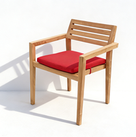 Chaise d'extérieur robuste en teck, chaise de jardin durable avec coussin, chaise de jardin avec dossier