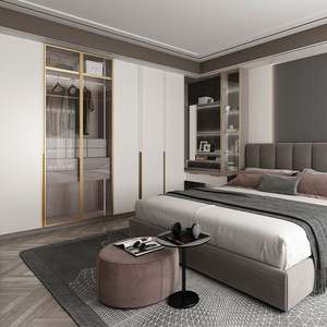 Armoire Pliable Moderne de Luxe Modulaire Personnalisée en Mélamine Bois Écologique Meubles de Chambre à Coucher Haut de Gamme Vêtements Utilisation Domestique - Product Image 2