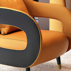 Set di Divani Dwoo in Ecopelle Color Zucca, 5 Pezzi, Lussuoso per Soggiorno, Moderno per Villa, Imbottitura in Schiuma ad Alta Resilienza, Set di Divani Extra Large - Product Image 3