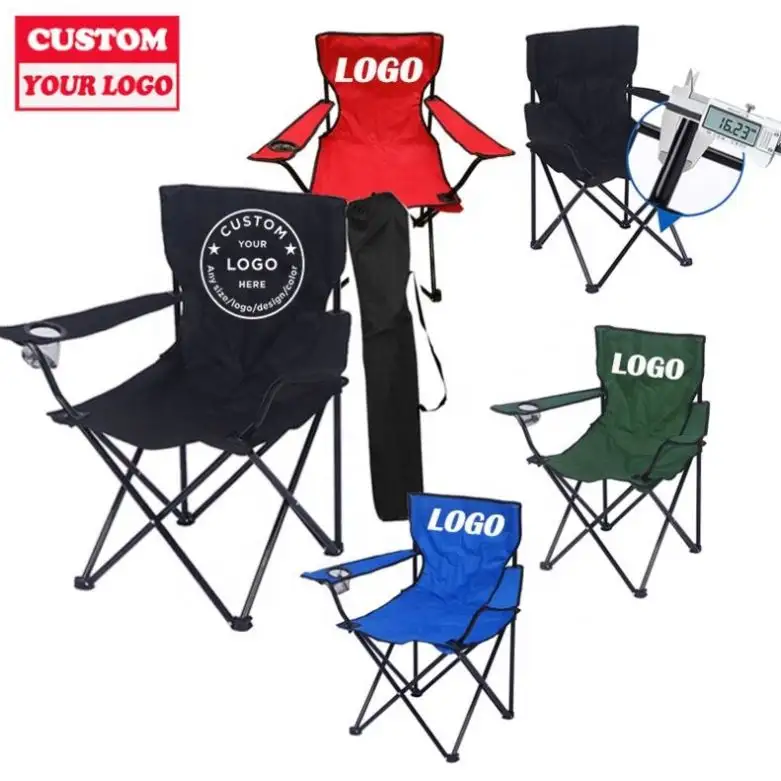 Chaise de plage d'extérieur personnalisée avec logo imprimé Chaise sac à dos portable Chaise de camping pliable et pliable pour pêche randonnée