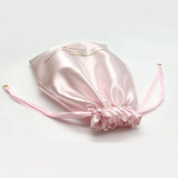 Pochette à bijoux en satin imitation soie avec cordon de serrage, logo personnalisé imprimé, sac de rangement de luxe pour boucles d'oreilles, bagues, colliers, cadeau