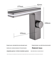 Robinet de lavabo de salle de bain noir mat de luxe avec affichage numérique intelligent, capteur de température, mitigeur de lavabo en laiton à poser sur le comptoir