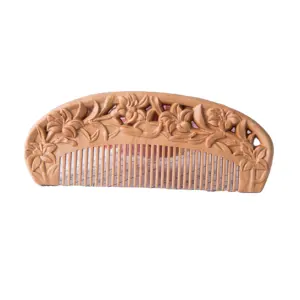 Customized Biodegradable Hair Straightener Cosmetic Hand Carved Comb