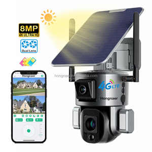 Cámara de Vigilancia CCTV PTZ IP Inalámbrica con Energía Solar Hongnaer de 8MP 4G LTE, Cámara Solar de Seguridad para Exteriores con Tarjeta SIM 4G y Lente Dual 4K - Product Image 1