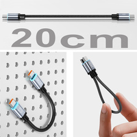 Kabel Tipe C Pendek 20CM Terbaru 2026, Kabel Data Pengisian Cepat 5A 240W USB-C ke USB-C Magnetik Berjalin untuk Power Bank Laptop