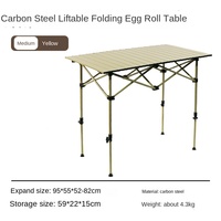 Table de camping pliante en fer pour l'extérieur, blanche, légère, portable, réglable en hauteur, pour le camping et les pique-niques