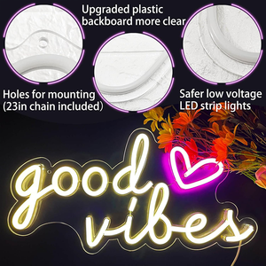 Enseignes au néon personnalisées Good Vibes, alimentées par USB, LED blanc chaud, pour chambre à coucher, fête d'<span class=keywords><strong>anniversaire</strong></span>, mariage, salon, bar, maison, salle de jeux pour filles - Product Image 5