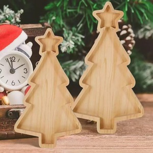 Wooden Christmas Tree <b>Tray</b> Natural Wood Color Serving Plate For <b>Snacks</b> And Candies Kids Party Decoration - Product Image 4