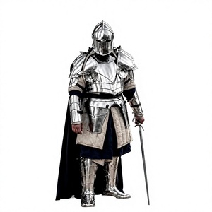 Ensemble d'armure de chevalier médiévale en acier, casque et protège-tibias, nickel noir poli, combinaison intégrale 3D pour collection et exposition Marco - Product Image 1
