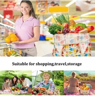 Bolsa de Compras Plegable Reutilizable, Tejido Reciclado GRS, Estampado Floral, Asa Reforzada, Se Plega en una Bolsa, Bolsa de Supermercado, Logotipo Personalizado