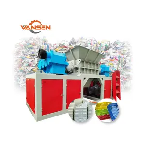 automatic double shaft plastic crates recycling equipment shredder machine for plastic bottles