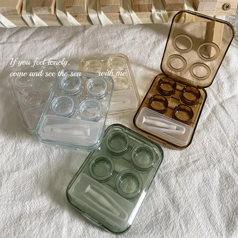 Высококачественные цветные настраиваемые пластиковые контактные линзы МАТОВЫЕ Коробки маленькие изысканные и Прекрасные Портативные футляры для контактных линз