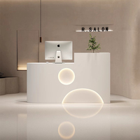 Bureau de réception de salon de style moderne, rond, en bois MDF avec peinture cuite pour magasin de vêtements ou devanture de magasin