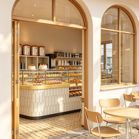 Vitrine de café haut de gamme en verre trempé LED, sur mesure pour l'aménagement intérieur