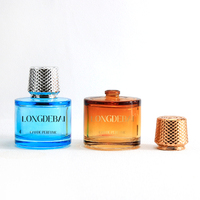 Botol Parfum Kaca Mewah Desain Khusus Tutup Emas Bulat 30ml 50ml 100ml Botol Parfum Kosong Gradasi Crimp Dengan Kotak
