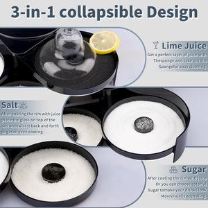 3-Tier đen thanh nhựa phụ kiện kính <span class=keywords><strong>rimmer</strong></span> và đường/muối <span class=keywords><strong>rimmer</strong></span> cho bartending drinkware yếu tố cần thiết - Product Image 3