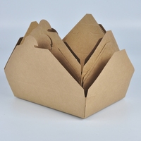 Conteneur rectangulaire auto-érectile en papier kraft biodégradable de 750 ml pour frites et pâtisseries, emballage alimentaire rapide à emporter en gros