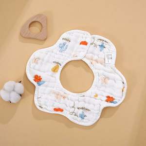 Bavoirs et lingettes pour bébé à fermeture à bouton-pression, bandana en coton mousseline pour enfants avec bordure en pompon, bavoirs d'alimentation pour tout-petits - Product Image 2