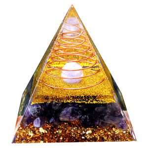 <b>Crystal</b> <b>Chip</b> Pyramid Resin Epoxy Craft Desktop Ornament With Amethyst Spiral Coil Home Decoration - Product Image 5