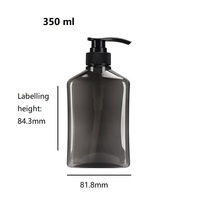 Botol Pompa Lotion Plastik PET Abu-abu Bentuk Pipih Kemasan Kosmetik Kosong 350 ml yang Dapat Disesuaikan