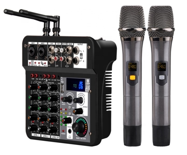 Voxfull Home Karaoke USB Stage KTV 4-Channel Stereo Audio Mixer with Reverb Effect ML-4U 35W