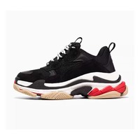 Baskets de sport rétro Triple S pour hommes et femmes - Baskets plateforme légères avec doublure en mesh pour l'hiver et le printemps, semelle transparente noire